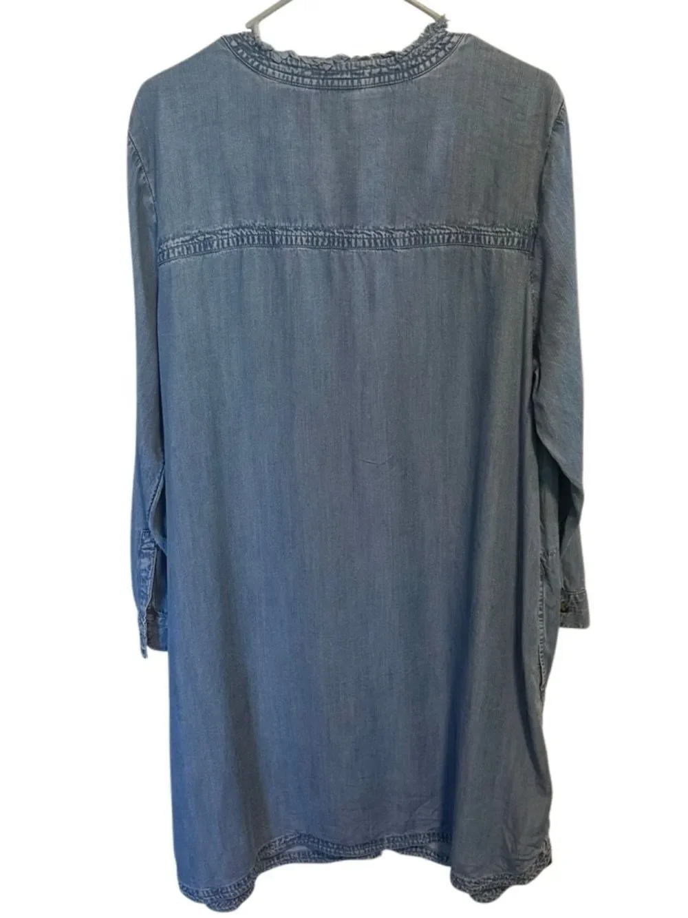 J.Jill Denim Lyocell Button Front Shirt Dress XL Relaxed Chambray Tencel Midi